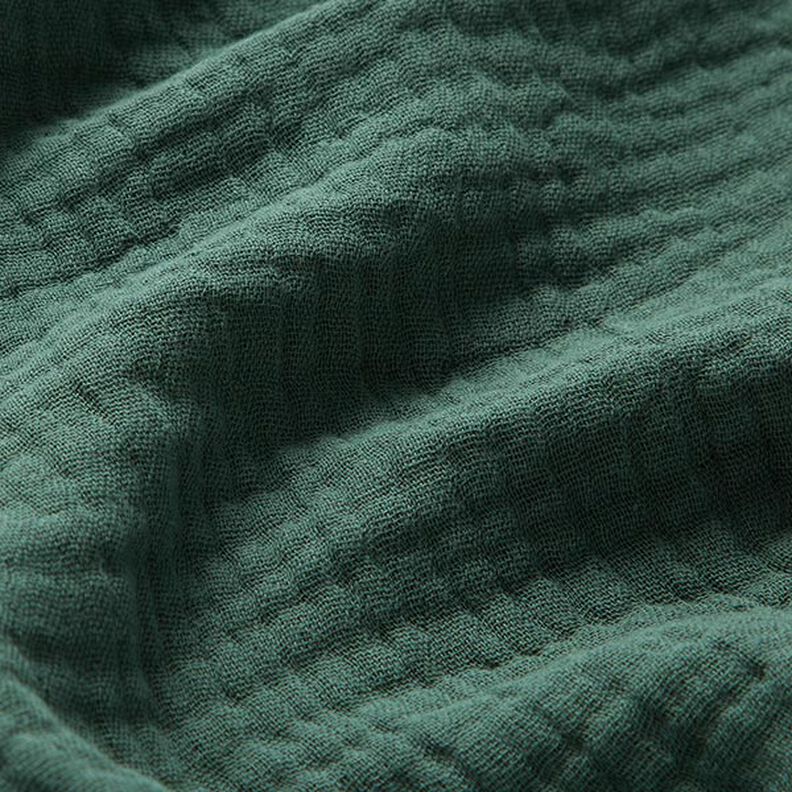 GOTS Musselina de algodão de três camadas – verde escuro,  image number 3