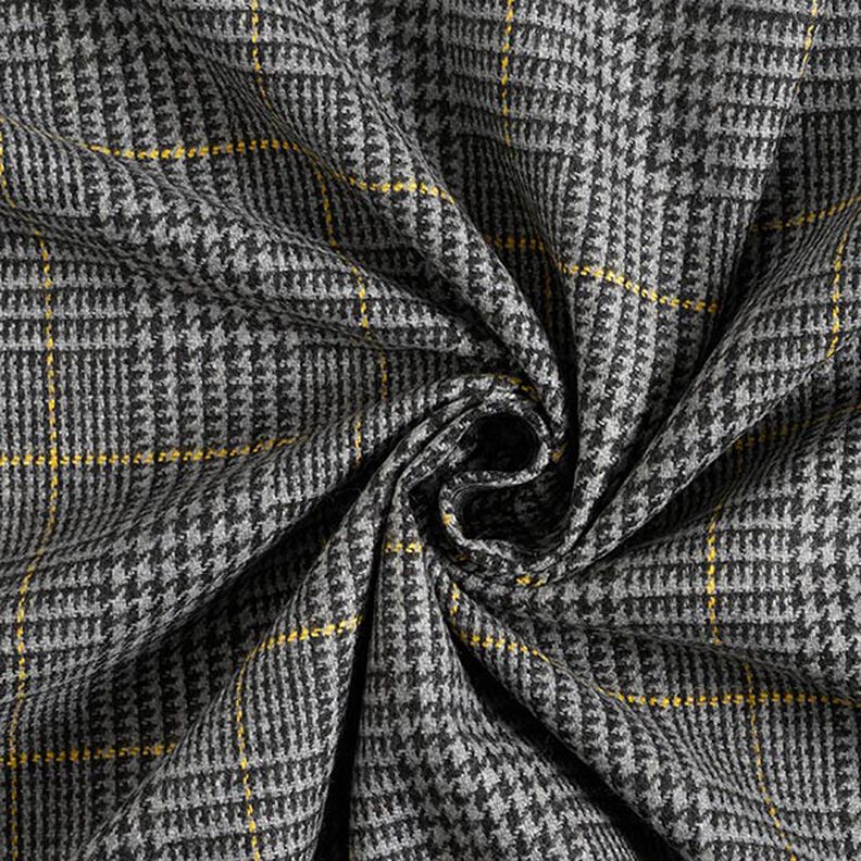 Tecido de lã Príncipe de Gales – cinzento escuro/amarelo,  image number 5