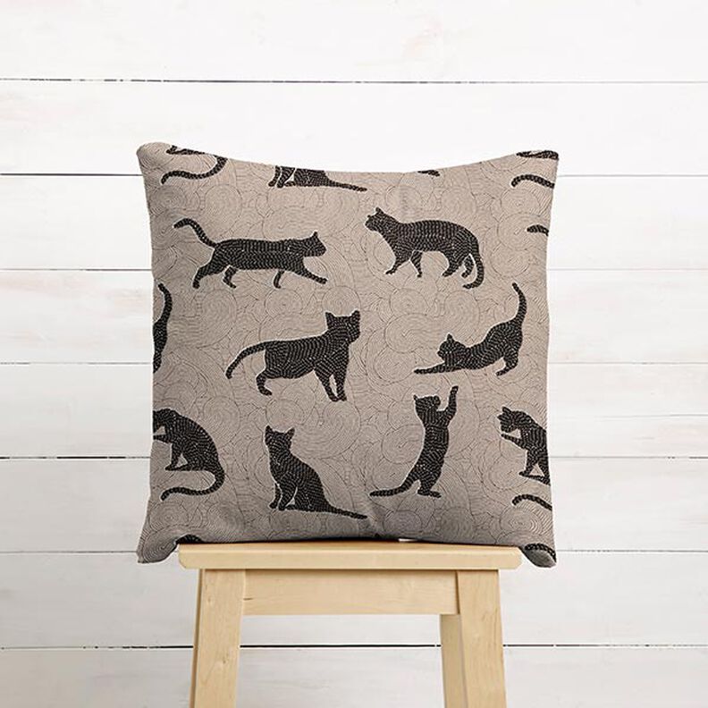 Tecido para decoração Meio linho Panamá Gatos – preto,  image number 6