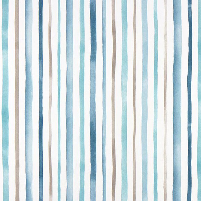 Tecido para decoração Meio linho Panamá Aguarelas Riscas – branco/azul,  image number 1