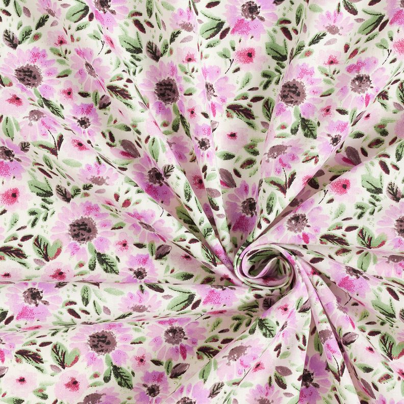 Popelina de algodão Mar de flores – púrpura média/branco,  image number 3