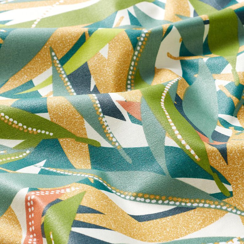 Algodão revestido Folhas delicadas – pinheiro azul/amarelo-caril,  image number 3
