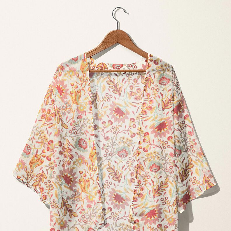 Mistura de viscose Flores retro – marfim/uvas brancas,  image number 5