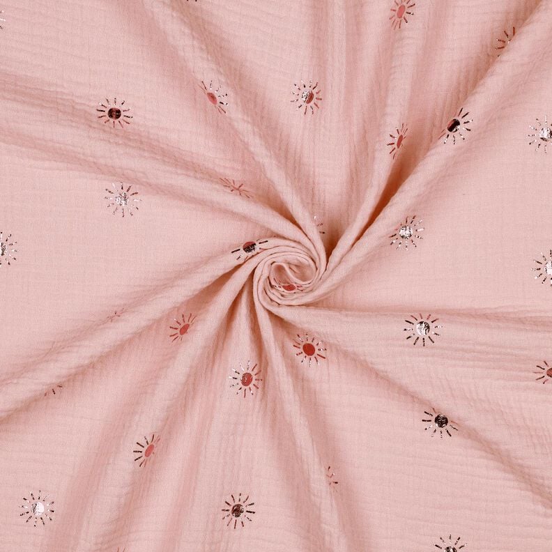 Musselina/ Tecido plissado duplo Sol Estampado prateado | Poppy Fabrics – rosa-velho claro/púrpura,  image number 3