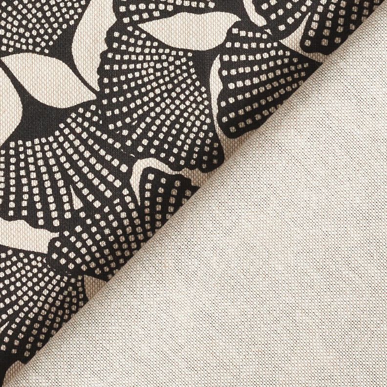Tecido para decoração Meio linho Panamá Ginkgo manchado – preto/natural,  image number 4
