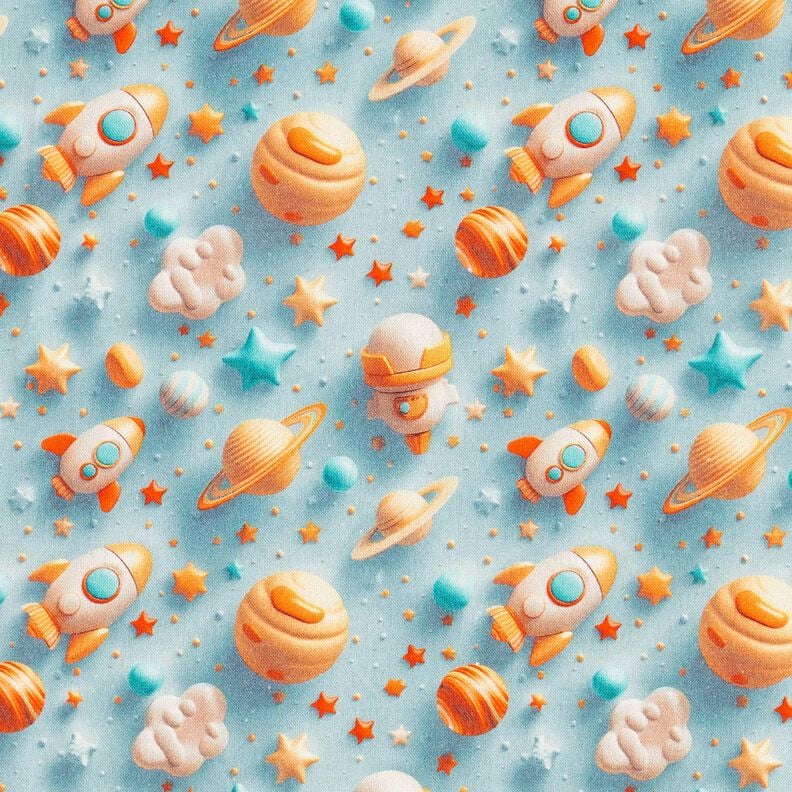 Popelina de algodão Espaço Impressão Digital – azul claro,  image number 1