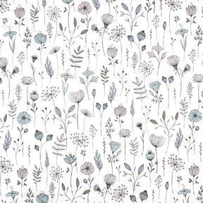 Tecido para decoração Meio linho Panamá Flor desenhada – branco sujo/preto, 