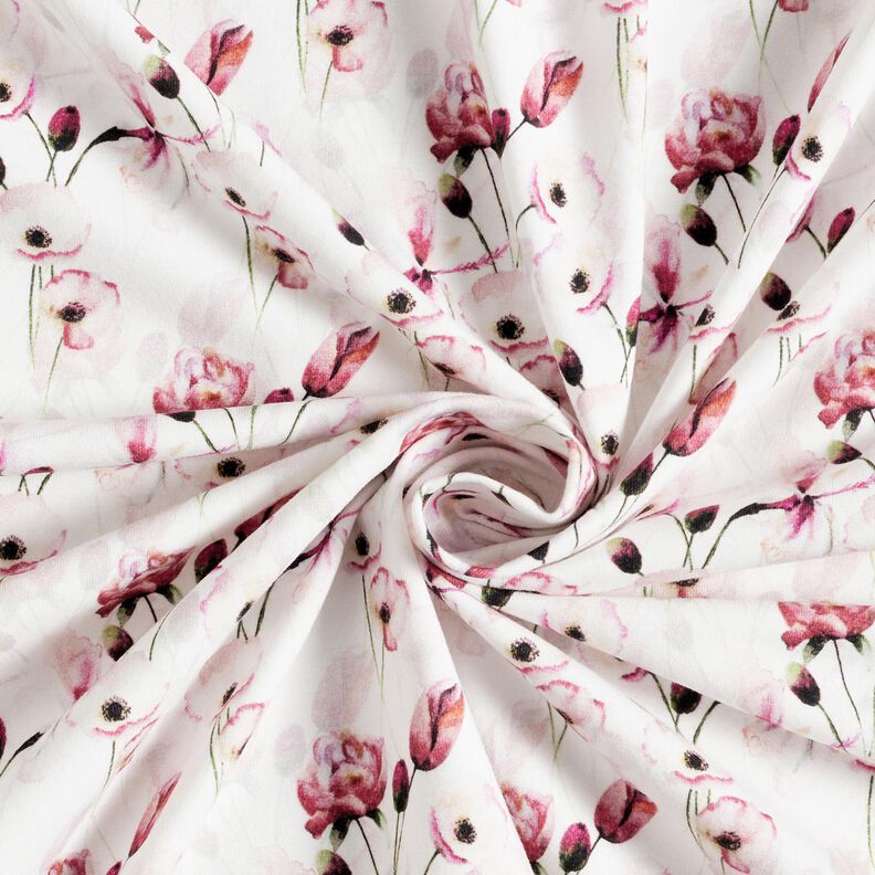Jersey de algodão Prado de flores românticas Impressão Digital – marfim,  image number 3