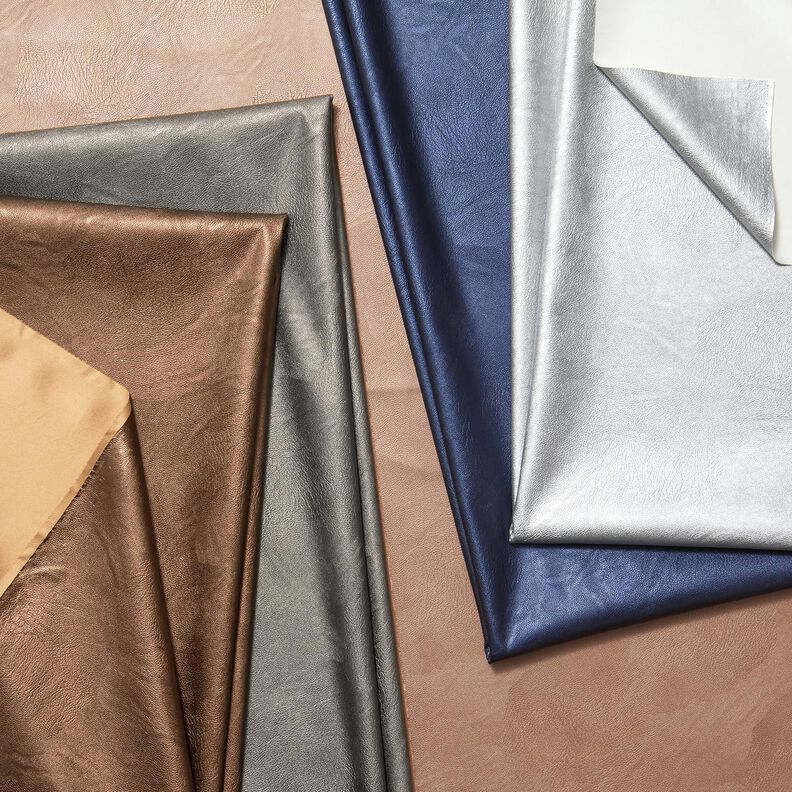 Stretch Imitação de pele Metálico – azul-marinho,  image number 4