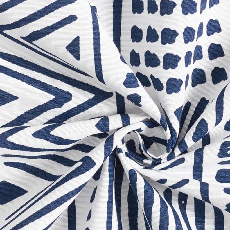 Tecido para decoração Lona Étnico – azul-marinho/branco,  image number 3