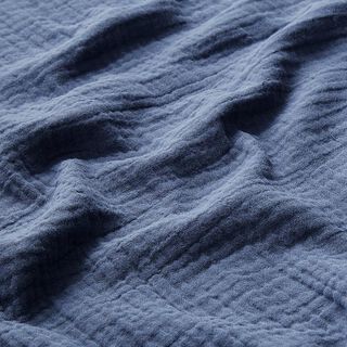 GOTS Musselina/ Tecido plissado duplo | Tula – azul ganga, 