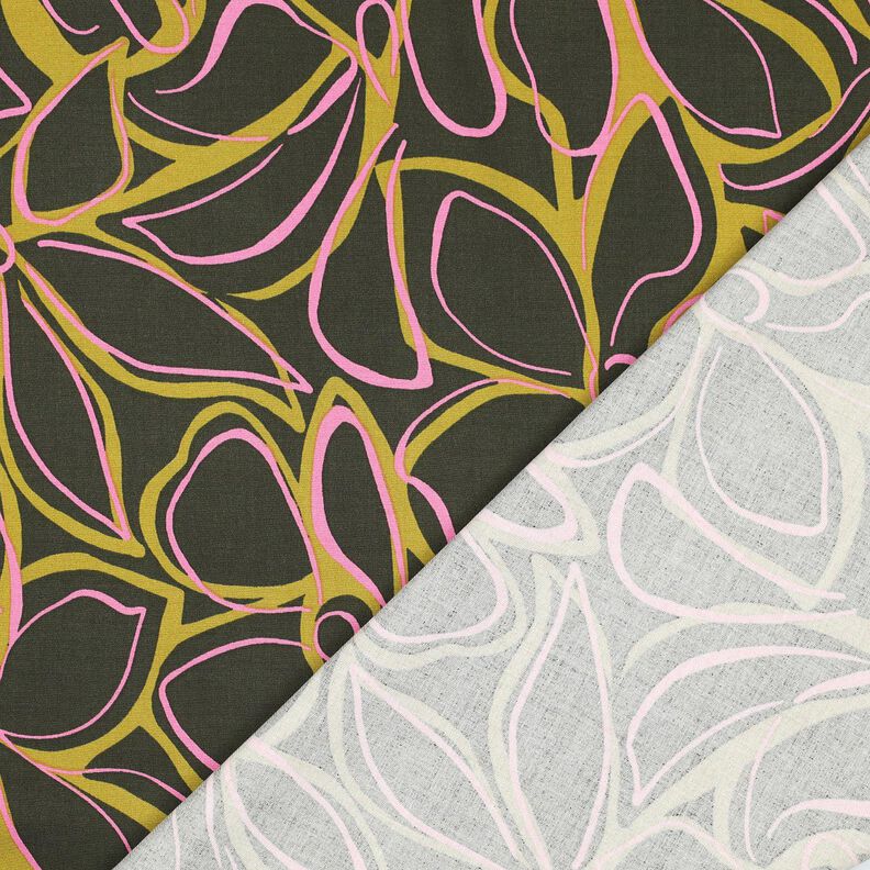 Viscose stretch Flores grandes – pinheiro escuro/amarelo-azeitona,  image number 4