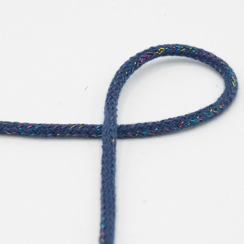 Cordão de algodão Lurex [Ø 5 mm] – azul ganga,  image number 1