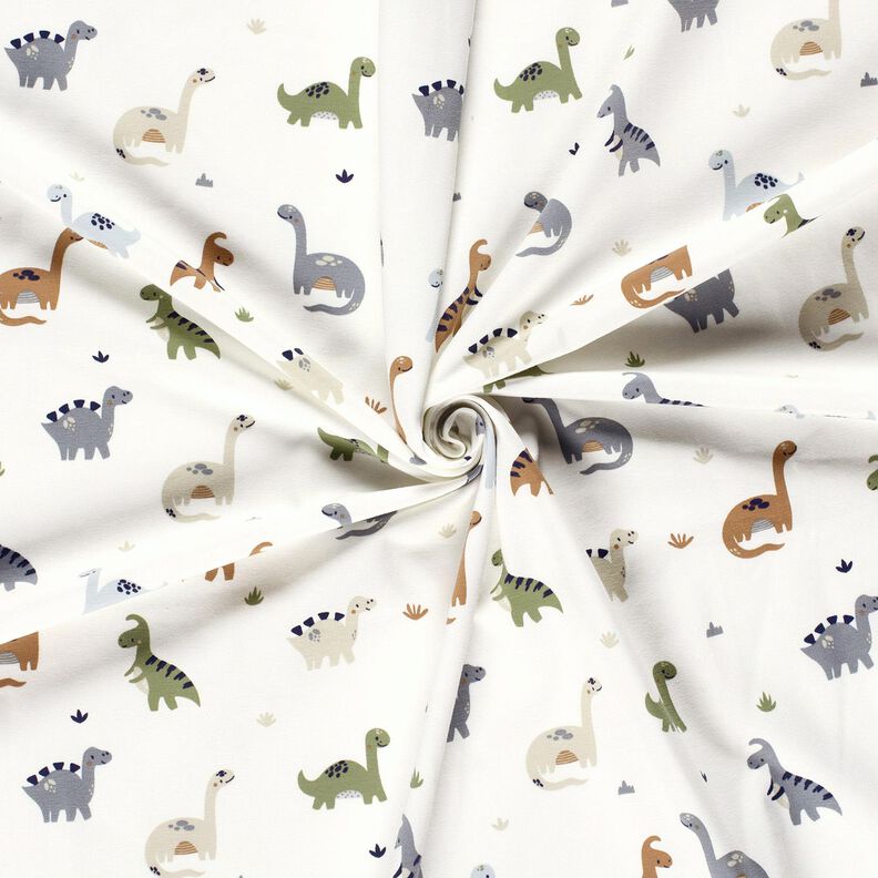 Jersey de algodão Dinossauros felizes – marfim/verde amarelado,  image number 3