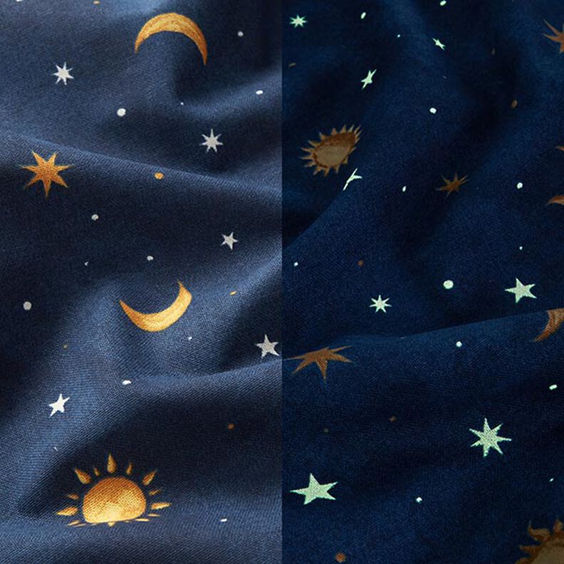 Tecido para decoração Céu noturno Glow in the Dark – dourado/azul-marinho,  image number 3