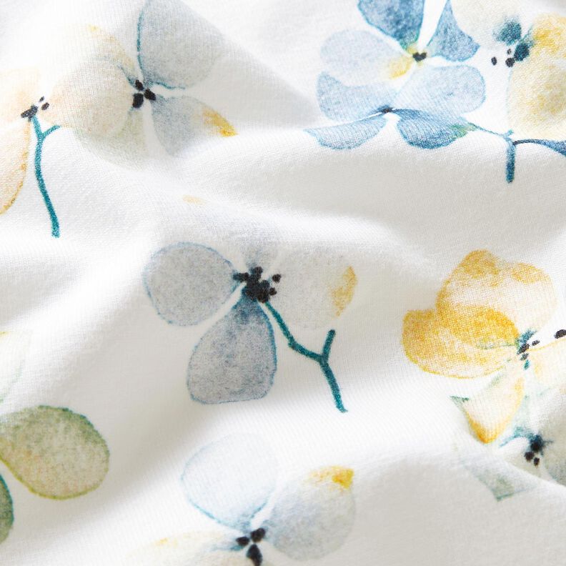 Jersey de algodão Flores em aguarela Impressão Digital – marfim/azul claro,  image number 2