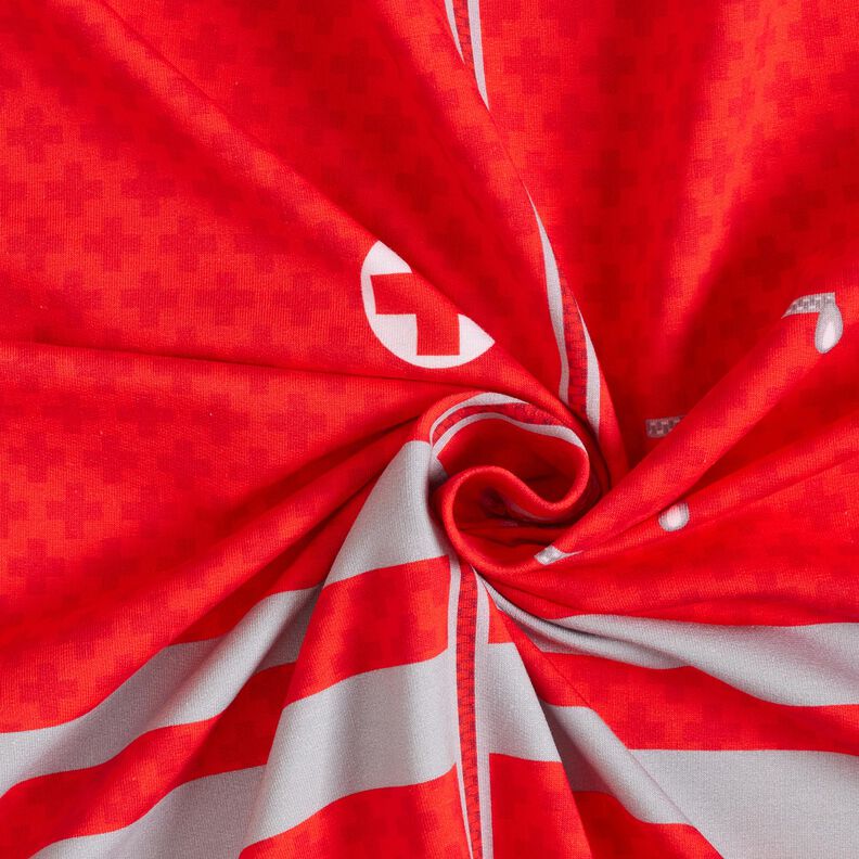 French Terry Barra Quero ser paramédico | Stoff&Liebe – vermelho/cinzento-prateado,  image number 3