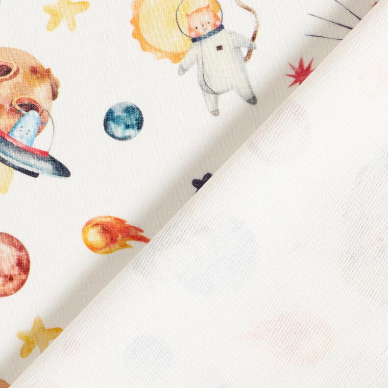 French Terry Sweat de verão Gatos e extraterrestres no espaço Impressão Digital – marfim,  image number 4