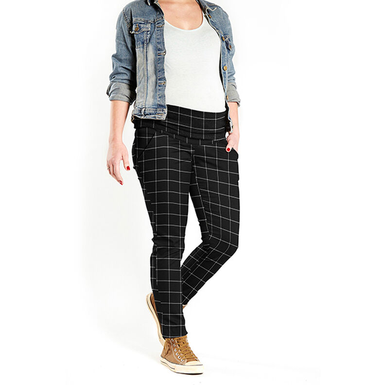 Mistura de viscose Stretch Xadrez – preto/branco,  image number 6