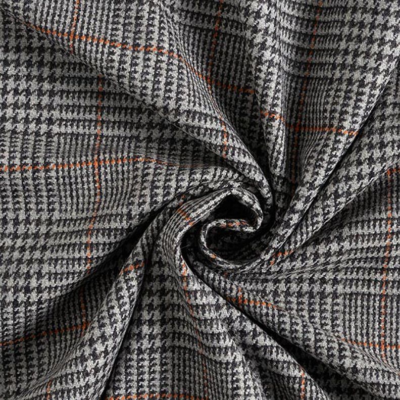 Tecido de lã Príncipe de Gales – cinzento escuro/laranja,  image number 5
