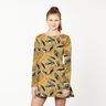 Jersey de viscose Folhas de outono grandes – amarelo-caril/cinza ardósia,  thumbnail number 6