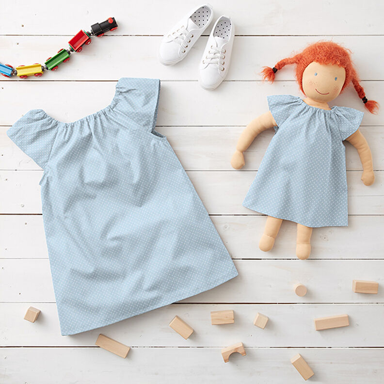 Popelina de algodão pintas pequenas – azul claro/branco,  image number 5