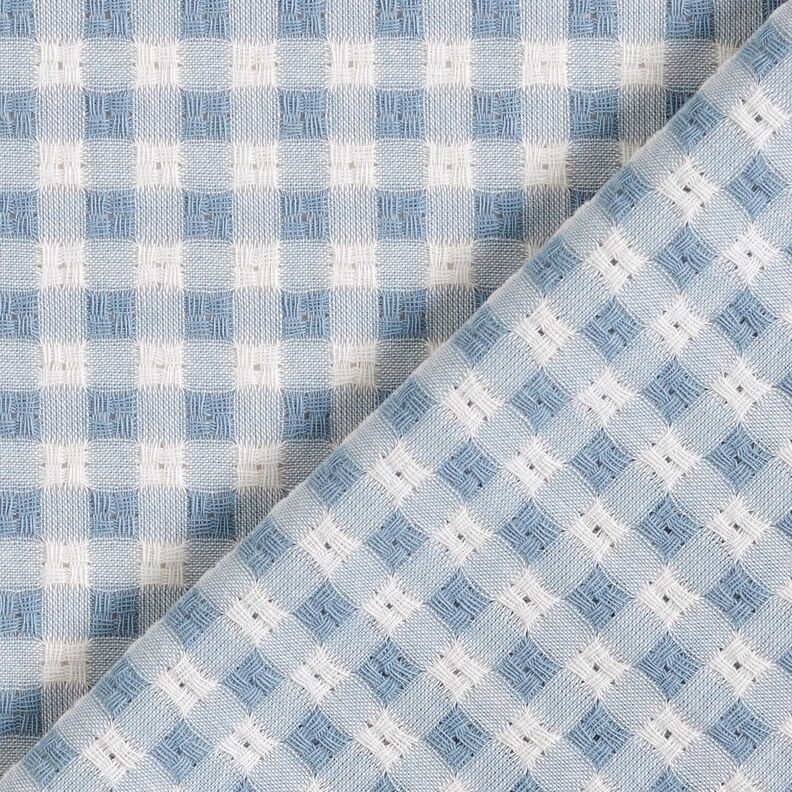Tecido de algodão Textura xadrez – branco/azul claro,  image number 5