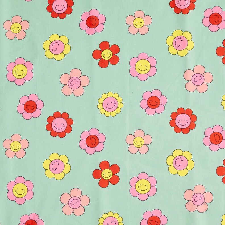 Algodão revestido Flores alegres | Poppy Fabrics – menta/amarelo-limão,  image number 1