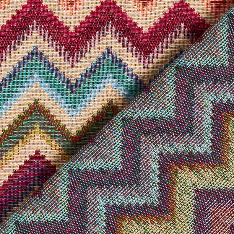 Tecido para decoração Gobelina Chevron – bege claro/carmin,  image number 4