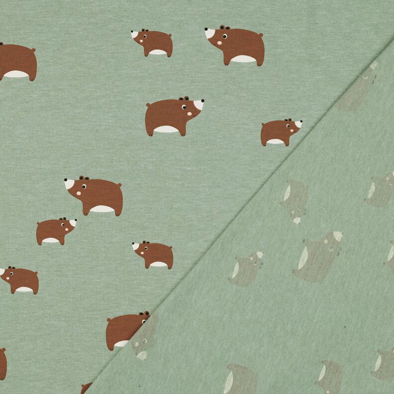 Jersey de algodão Ursos | Poppy Fabrics – verde amarelado/castanho,  image number 4