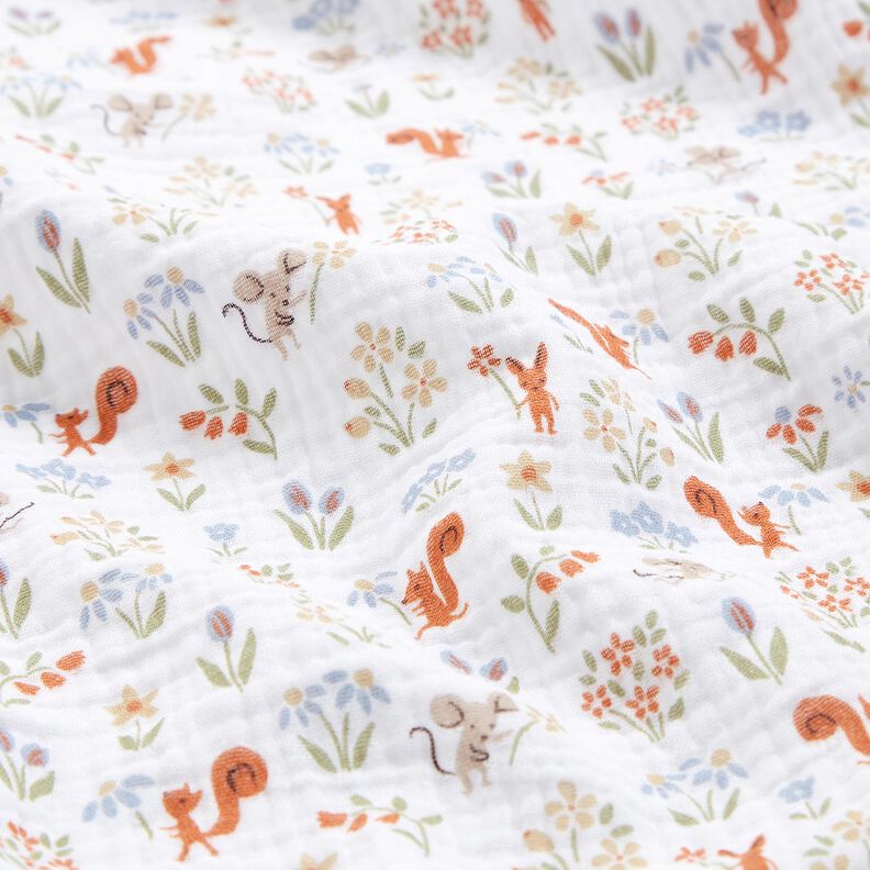 Musselina/ Tecido plissado duplo Esquilo e rato – branco,  image number 2