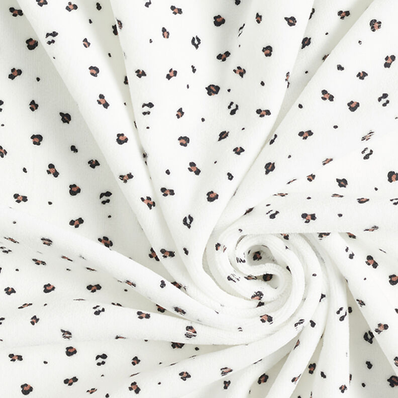 Tecido aveludado Nicki Pequeno padrão Leo – branco,  image number 3