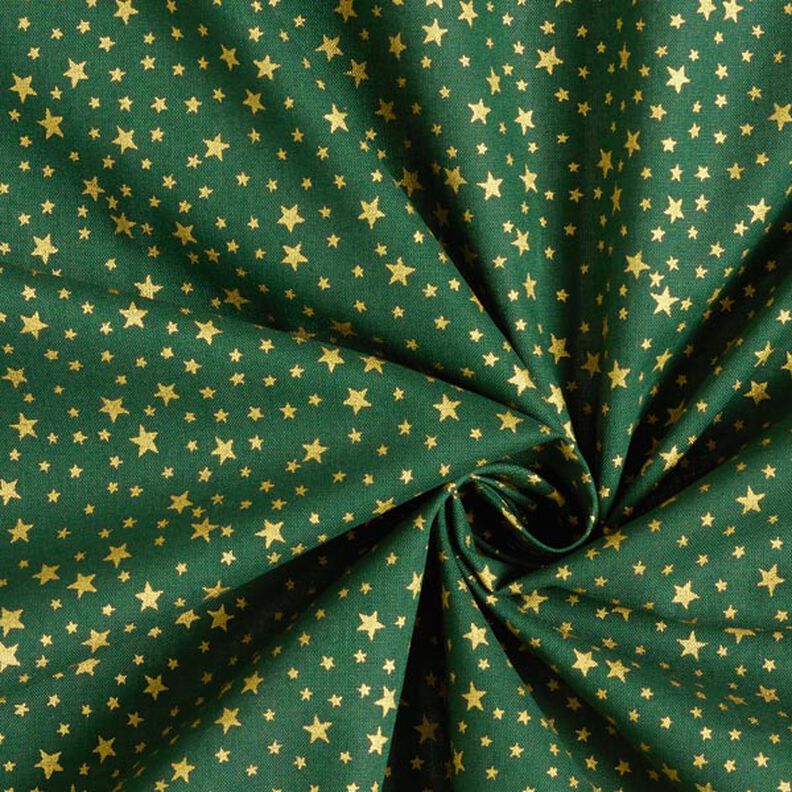 Tecido de algodão Cretone Céu estrelado natalício, pequeno – verde escuro/dourado,  image number 4