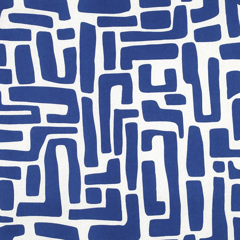 Algodão revestido abstrato – azul real/branco sujo,  image number 1