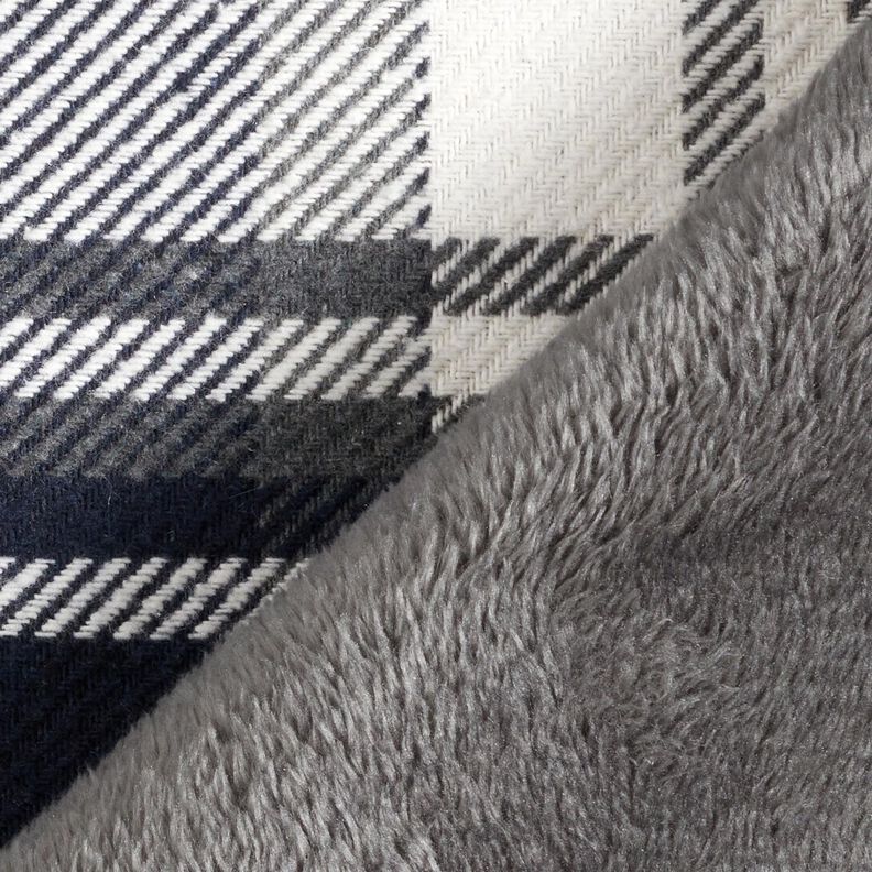 Tecido para sobretudos com reverso em pele Xadrez – azul-noite/cinza ardósia,  image number 4