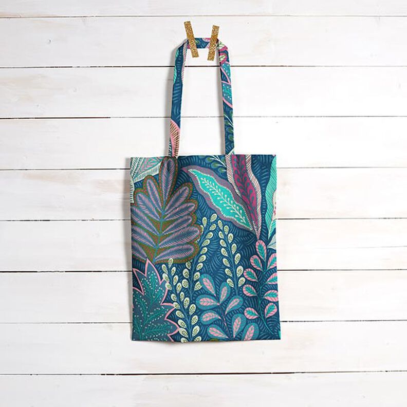 Tecido para decoração Meio linho Panamá Botânica – azul-marinho,  image number 6