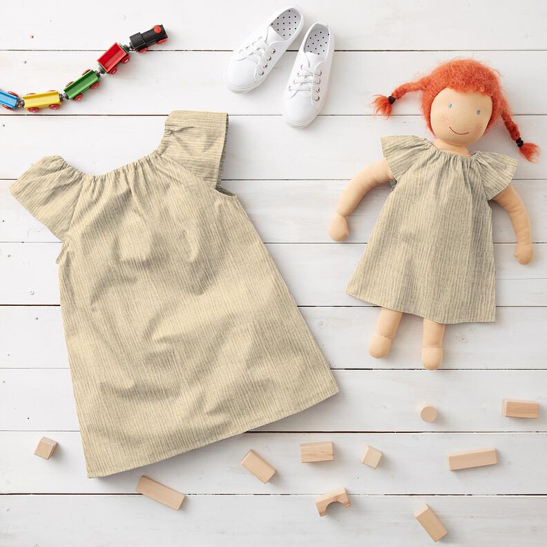 Musselina/ Tecido plissado duplo Mix de linho Pintas brilhantes – creme,  image number 5