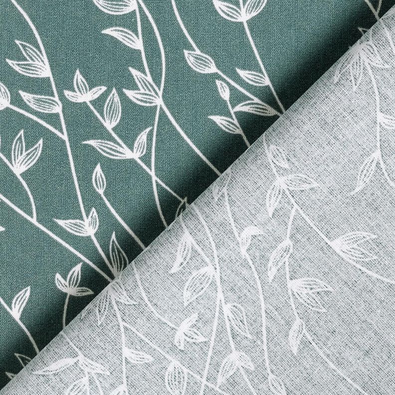 Popelina de algodão Gavinha folhas – pinheiro azul,  image number 4