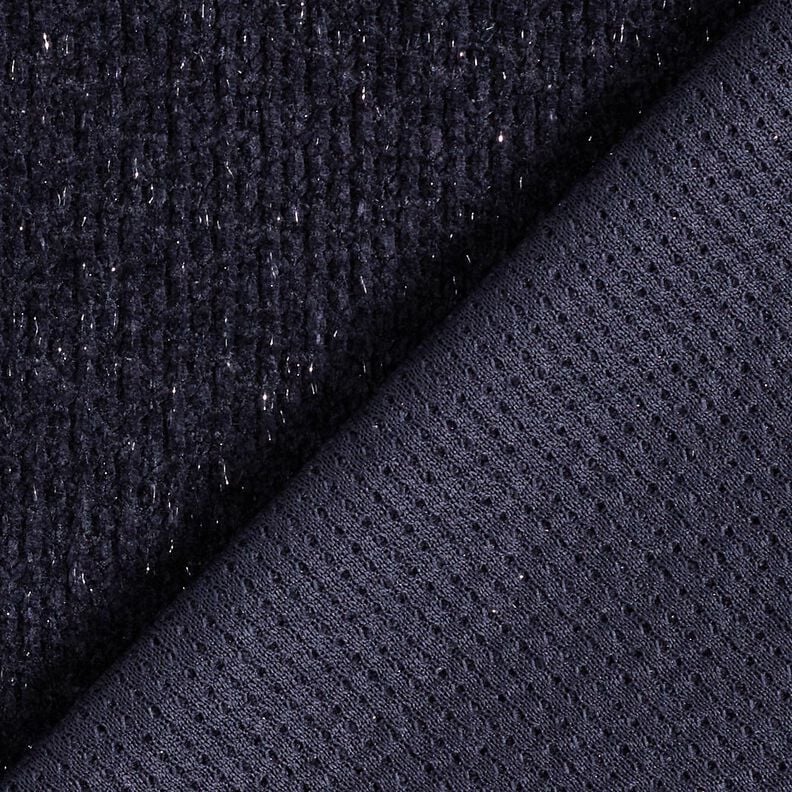 Chenille Malha Jacquard Brilho – preto azulado/prata metálica,  image number 3