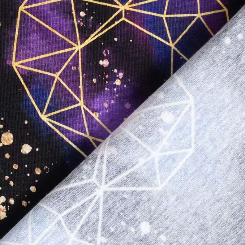 Jersey de algod&atilde;o Cora&ccedil;&otilde;es de orig&acirc;mi com salpicos dourados | Glitzerp&uuml;ppi &ndash; preto/roxo,  image number 4
