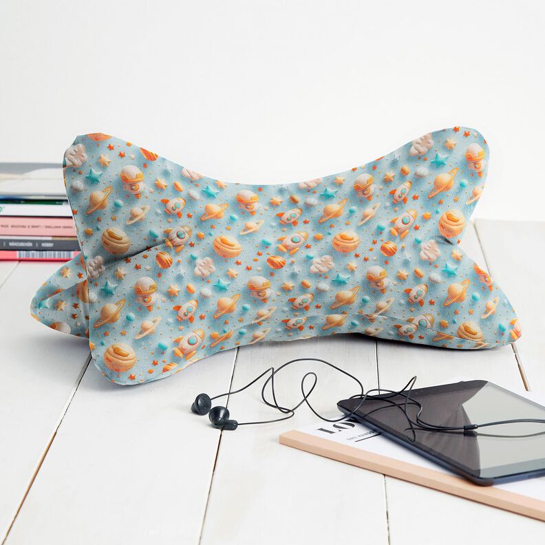 Popelina de algodão Espaço Impressão Digital – azul claro,  image number 6