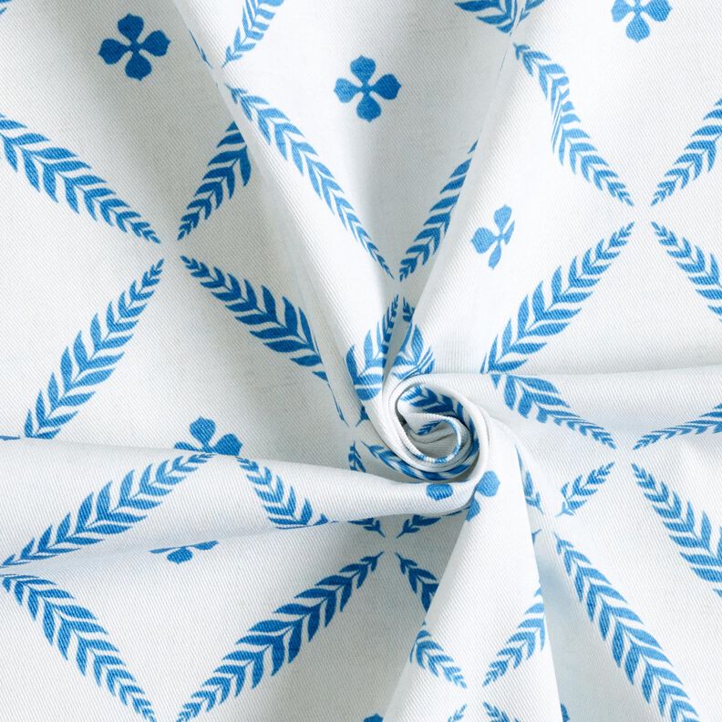 Tecido para decoração Sarja de algodão Losangos elegantes  – branco/azul,  image number 3