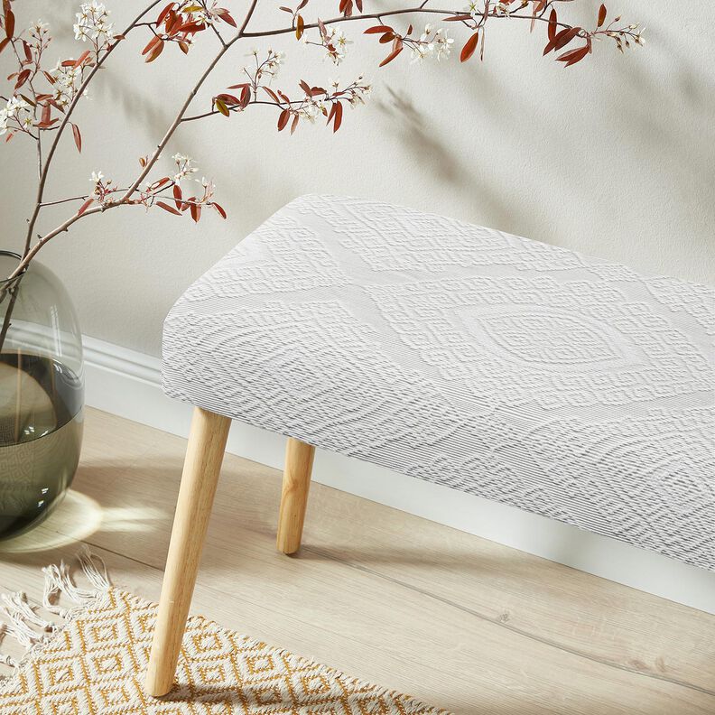 Tecido para decoração Jacquard Losangos decorativos 275 cm – branco,  image number 6