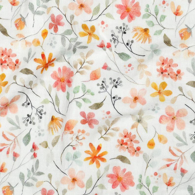 Musselina/ Tecido plissado duplo Prado de flores colorido Impressão Digital | Poppy Fabrics –,  image number 2