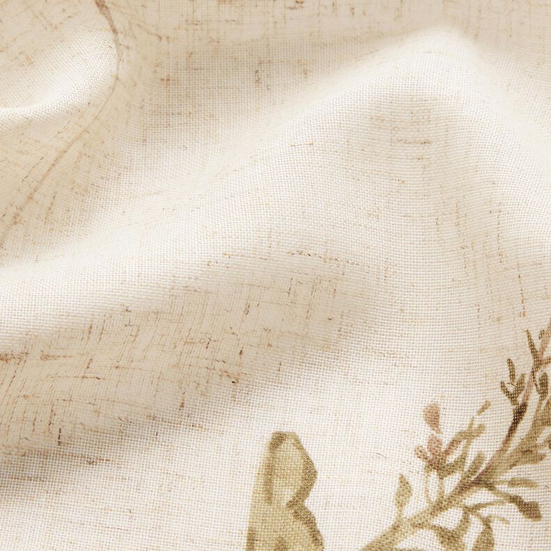 Tecido para cortinados Voile Ramos delicados – natural/pinheiro escuro,  image number 5
