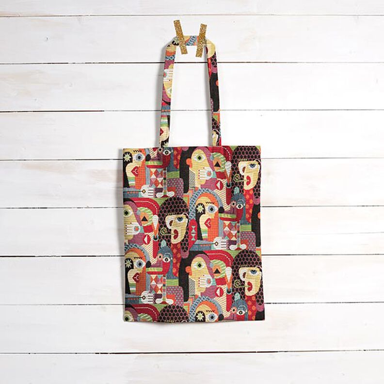 Tecido para decoração Gobelina Rostos abstratos – preto,  image number 7