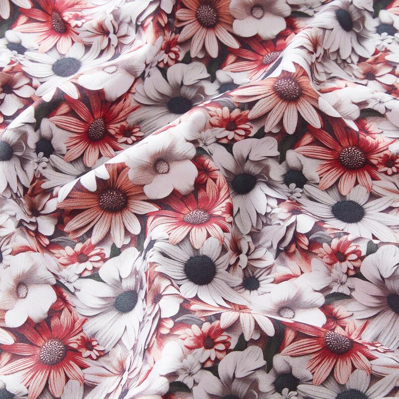 Tecido de viscose Mar de margaridas &ndash; branco/p&uacute;rpura,  image number 2