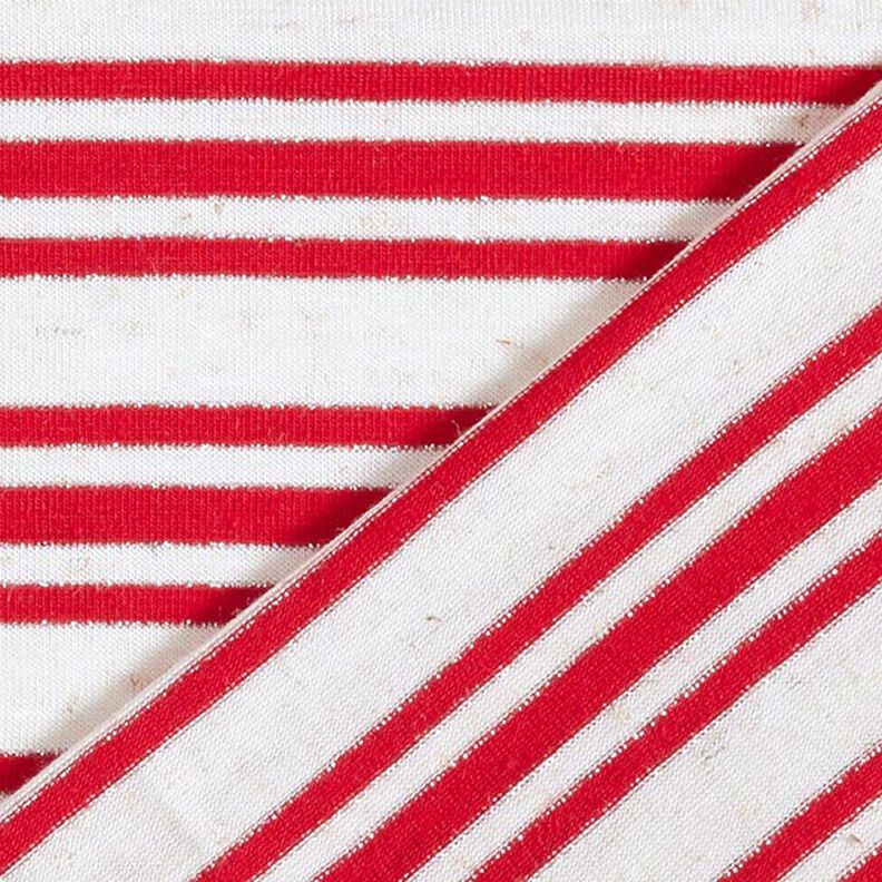 Jersey de viscose Riscas brilhantes irregulares – branco sujo/vermelho,  image number 4