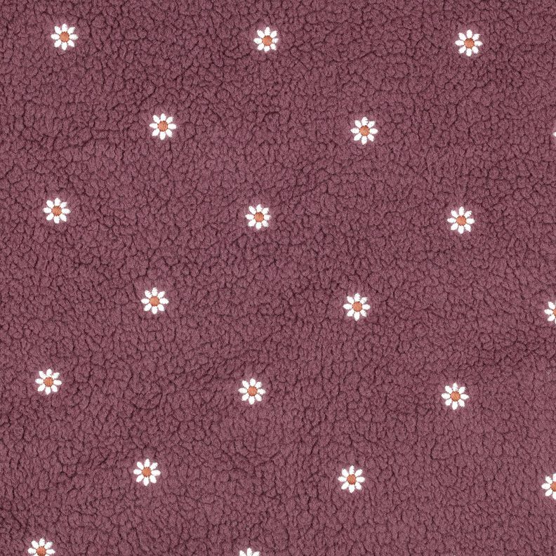 Tecido de pelúcia Teddy Pequenas flores bordadas | Poppy Fabrics – rosa-velho escuro,  image number 1