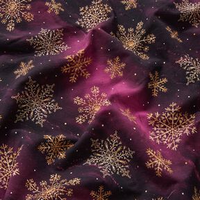 French Terry Sweat de verão Flocos de neve na Via Láctea | Glitzerpüppi – beringela/ouro velho, 